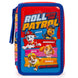 Gros plan sur les 16 crayons de couleur et 16 feutres inclus dans la trousse Paw Patrol