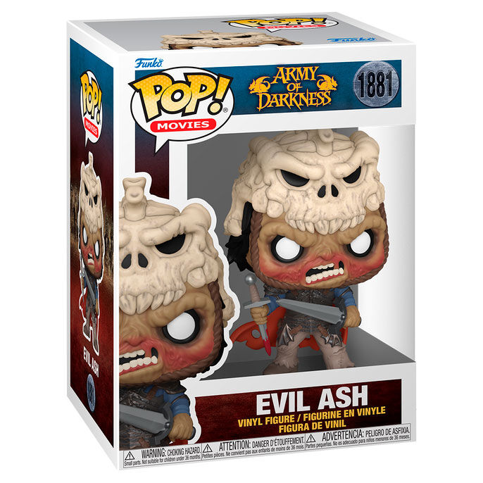 Zoom sur la figurine Funko POP Evil Ash avec détails précis et couleurs vives, collector Army of Darkness