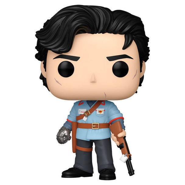 Figurine Funko POP Ash de Army of Darkness en vinyle, vue de face dans sa boîte cadeau