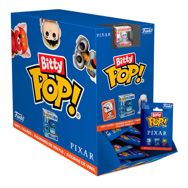 Figurine mystère Bitty POP Disney Pixar Funko, vue de face avec détails précis et couleurs vives sur fond blanc.