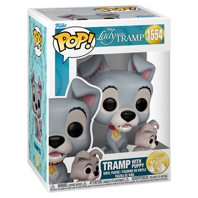 Figurine Funko POP Lady and the Tramp en vinyle de 9 cm avec son chiot dans une boîte cadeau Disney