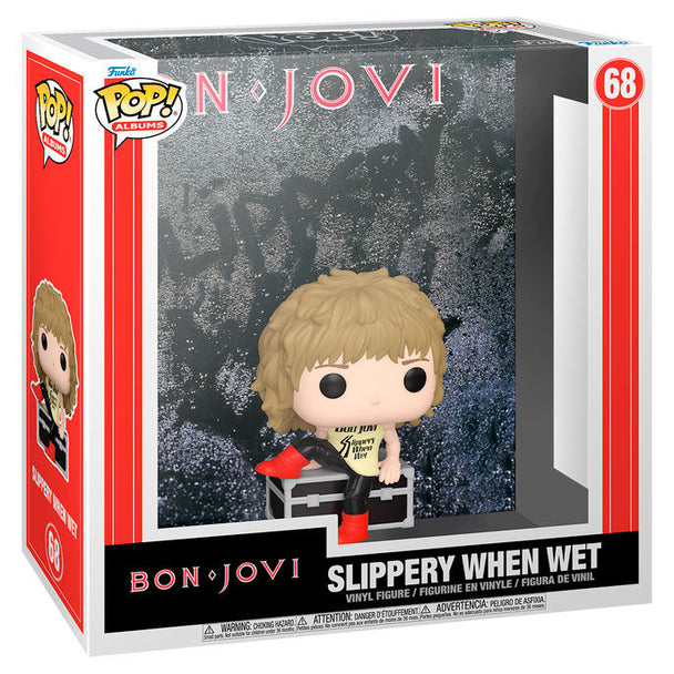 Figurine Funko POP représentant l'album Slippery When Wet de Bon Jovi avec détails précis et couleurs vives