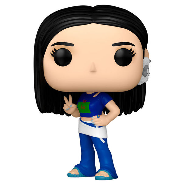 Packaging de la figurine Funko POP Minji de New Jeans avec illustrations colorées et détails du produit