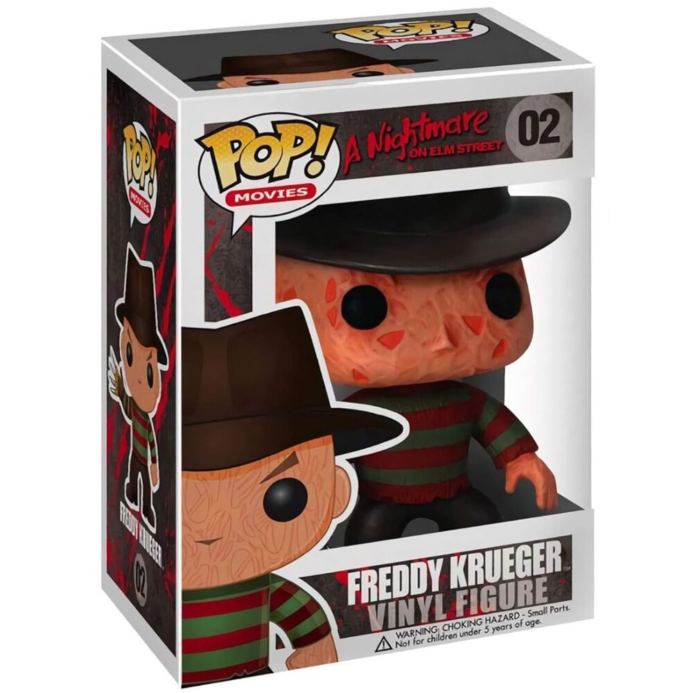 Photo de la figurine POP Freddy Krueger FUNKO de 9 cm avec fond neutre mettant en valeur ses couleurs et textures