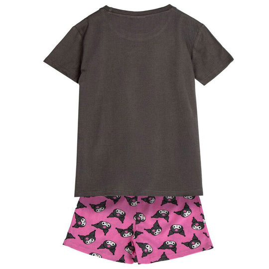 Pyjama Hello Kitty et Kuromi CERDÁ pour enfants, en coton 100%, taille 8 à 14 ans, présenté sur fond blanc