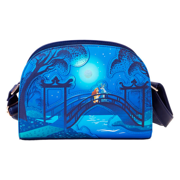 Sac Loungefly Disney La Belle et le Clochard 70e anniversaire en simili cuir vegan avec détails rose gold