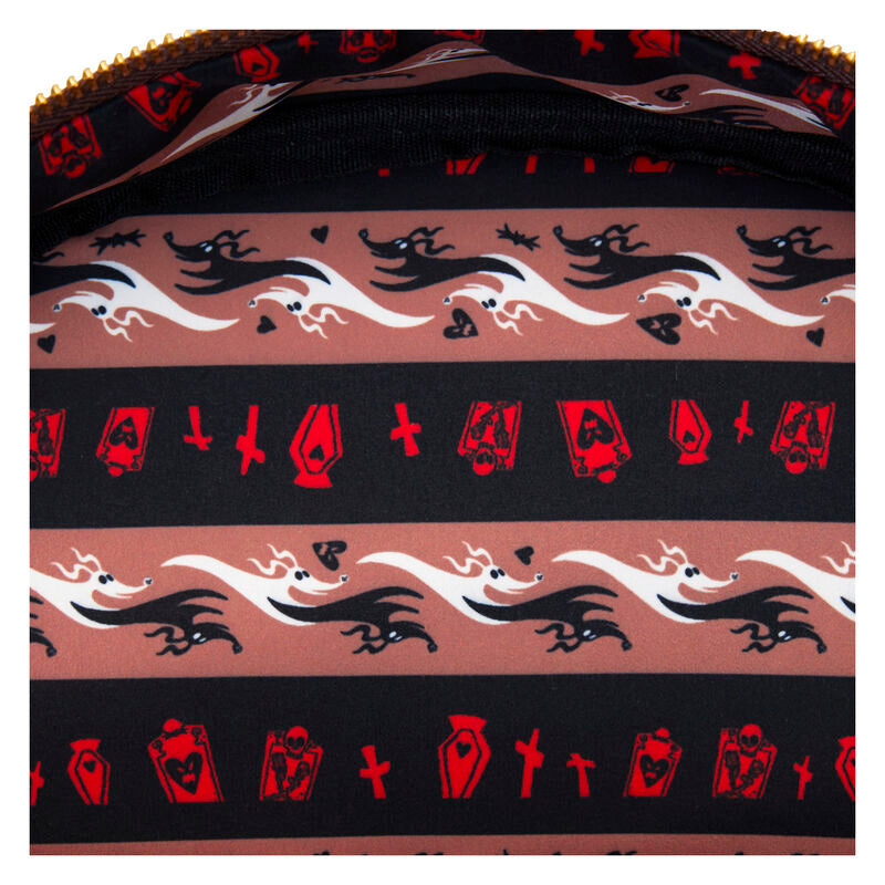 Image montrant les finitions métalliques et imprimées sur le sac à dos Loungefly Disney Zero