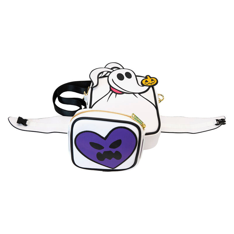 Zoom sur les fermetures éclair dorées du sac Loungefly Disney Zero pour un accès facile