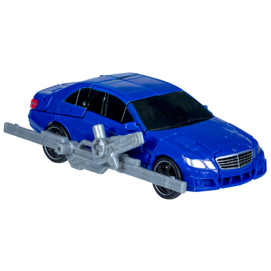Figurine Wheeljack en position dynamique montrant ses articulations flexibles.