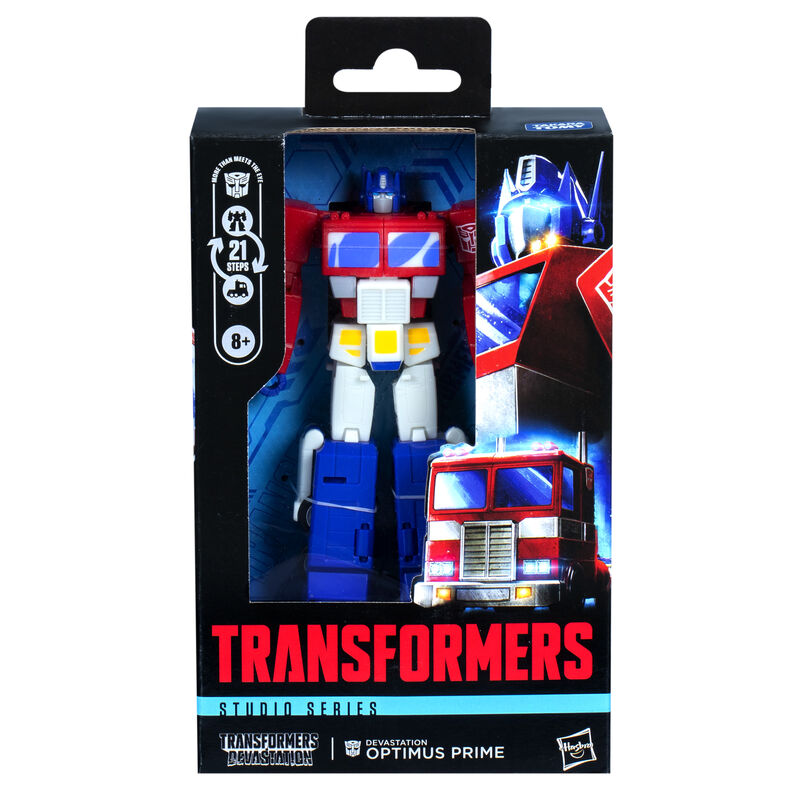 Présentation de la figurine Optimus Prime avec tous ses accessoires inclus HASBRO