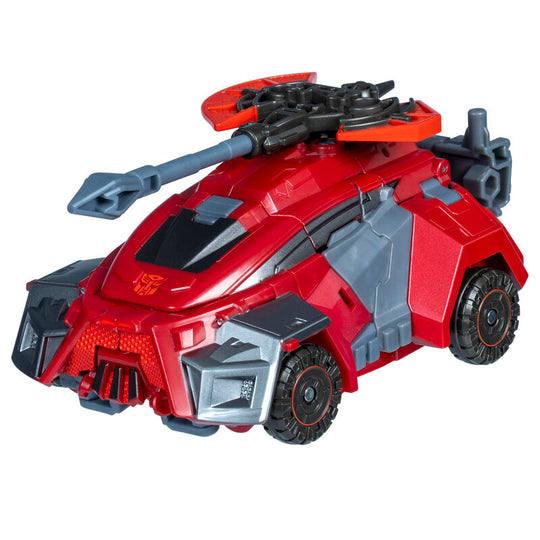 Transformation en 28 étapes de la figurine Ironhide, montrant le passage du robot au véhicule