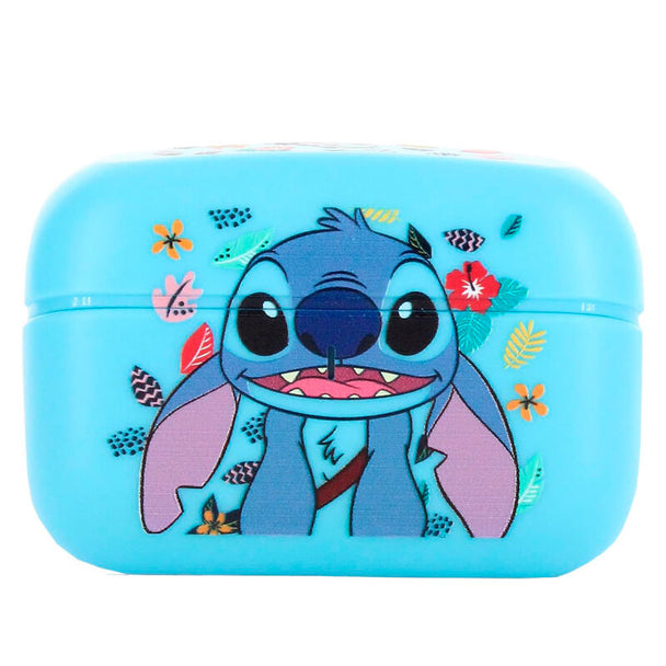 Vue de face du casque sans fil Disney Stitch avec design bleu et oreilles caractéristiques