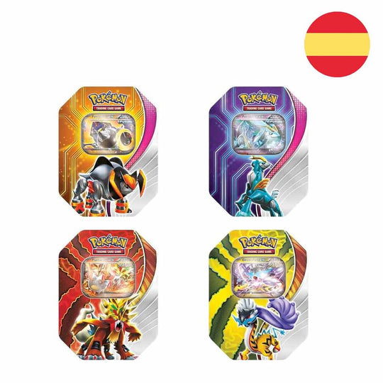 Vue avant de la boîte métal Pokémon Paradoxical Destinations avec illustrations colorées