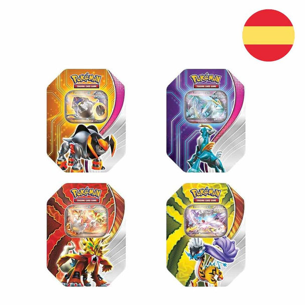 Vue avant de la boîte métal Pokémon Paradoxical Destinations avec illustrations colorées