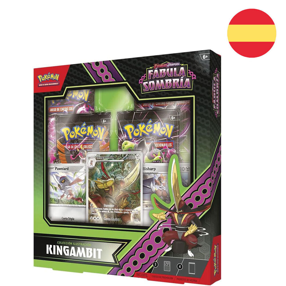 Boîte de jeu de cartes Pokémon Kingambit Fabula Sombria en espagnol avec illustrations rares et packaging officiel