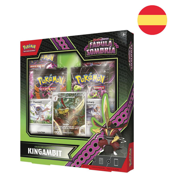 Boîte de jeu de cartes Pokémon Kingambit Fabula Sombria en espagnol avec illustrations rares et packaging officiel