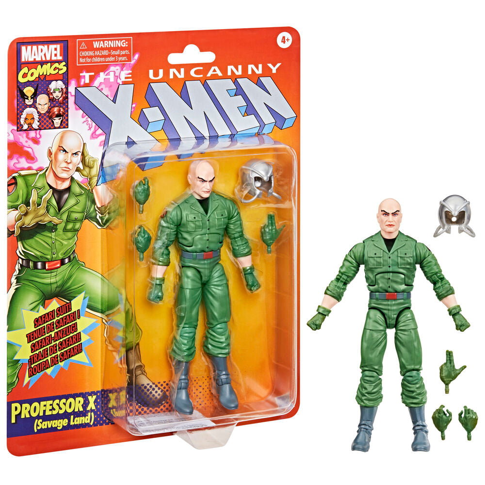 Figurine articulée Professeur X Savage Land Marvel X-Men vue de face avec accessoires