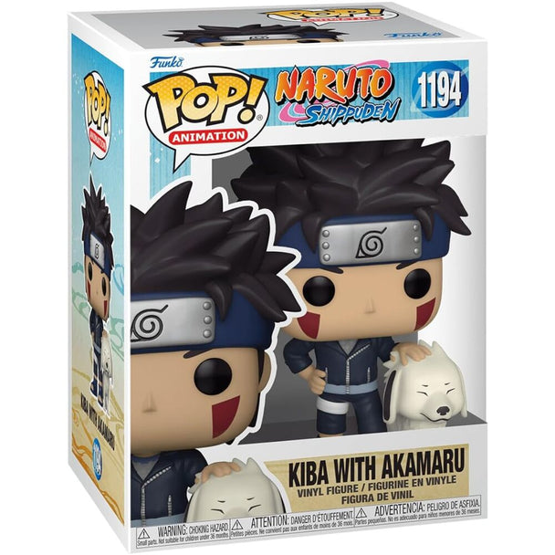 Figurine Funko POP Kiba avec Akamaru de Naruto Shippuden en vinyle de 9 cm dans sa boîte vitrine