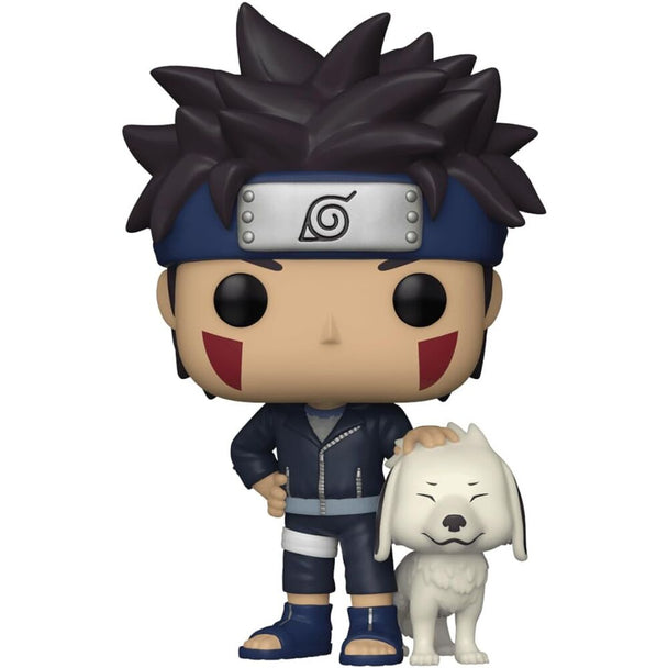 Vue rapprochée de la figurine Funko POP Kiba avec Akamaru montrant les détails colorés et le design soigné