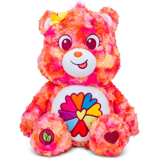 Peluche Care Bears Flower Power de 35cm, douce et colorée, signée SIMBA, parfaite pour enfants et collectionneurs.