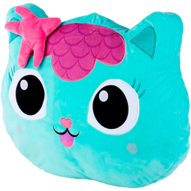 Vue rapprochée du coussin Siregata en peluche avec détails des textures et coutures de haute qualité