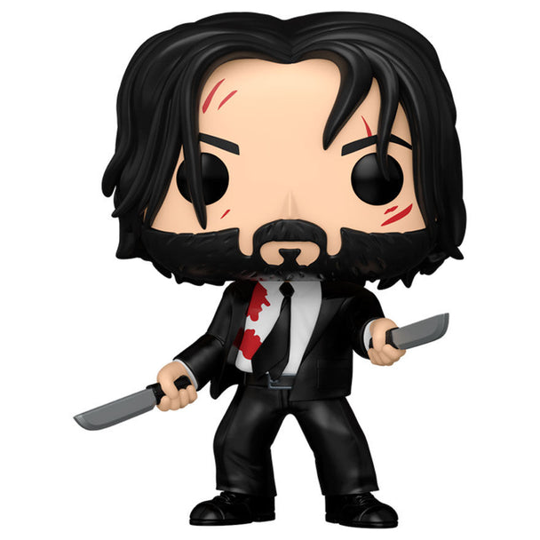 Boîte cadeau de la figurine Funko POP John Wick montrant le packaging officiel et le personnage en vinyle