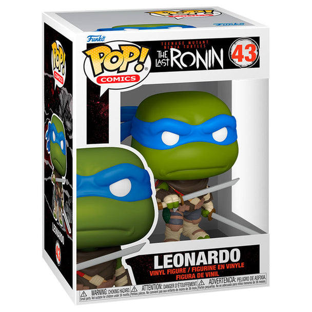 Figurine Funko POP de Leonardo des Ninja Turtles The Last Ronin en vinyle de 9 cm dans sa boîte cadeau.