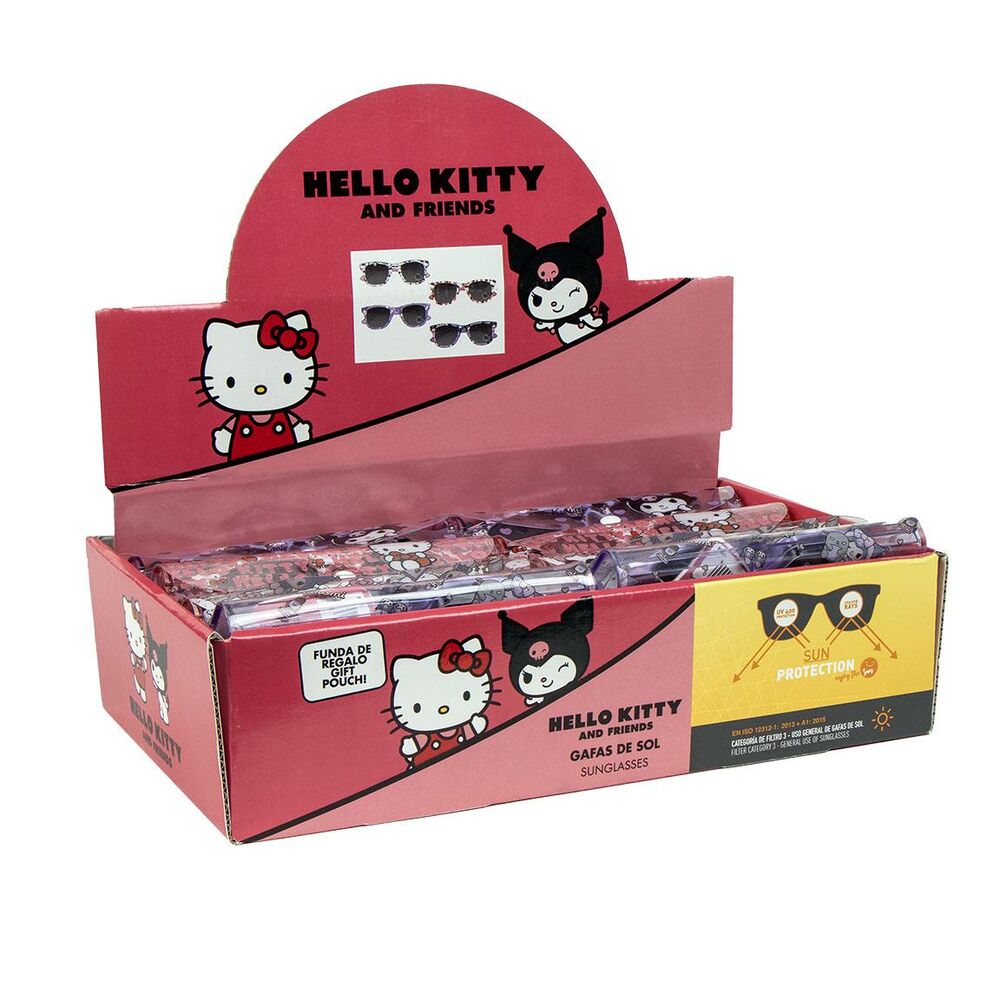 Vue de dessus des lunettes de soleil Hello Kitty montrant leur légèreté