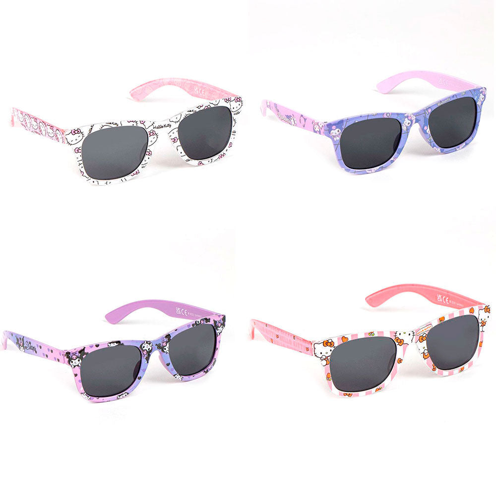 Photo des lunettes Hello Kitty CERDÁ accompagnées d'un sac de plage coloré