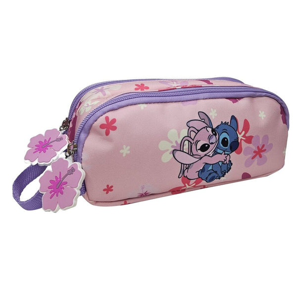 Trousse double Disney Stitch & Angel MANENTI vue de face avec motifs colorés et fermeture éclair
