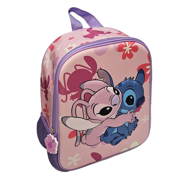 Sac à dos Disney Angel & Stitch 3D de 29 cm avec design coloré et détails en relief, parfait pour enfants et fans.