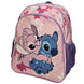 Vue latérale du sac à dos Disney Angel & Stitch montrant les compartiments et la qualité des matériaux