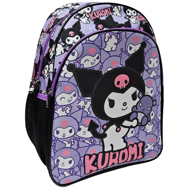 Sac à dos Hello Kitty Kuromi MANENTI 40cm en vue frontale avec design coloré et bretelles réglables.