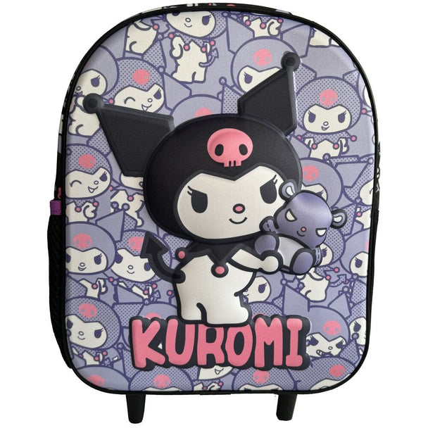 Valise trolley Hello Kitty Kuromi 3D 32cm MANENTI avec design coloré et poignée rétractable pour enfant.