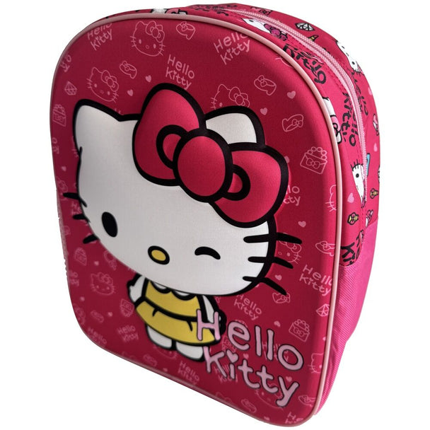 Sac à dos Hello Kitty My Style 3D 29cm de la marque MANENTI, vue avant avec design coloré et dimensions compactes.