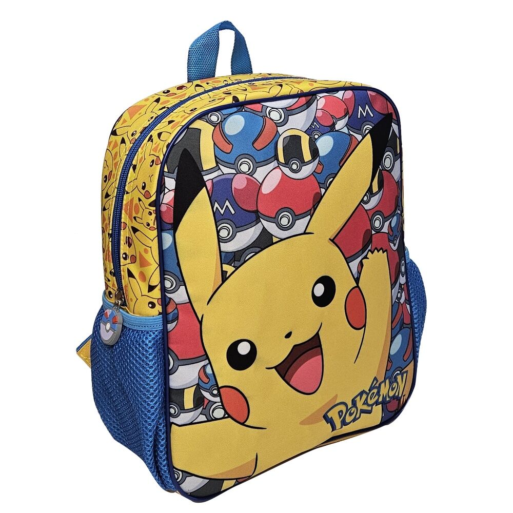 Vue latérale du sac à dos Pokémon MANENTI montrant la fermeture éclair et la poignée robuste