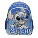 Vue de profil du sac à dos Disney Stitch 40 cm avec bretelles rembourrées et détails du personnage Stitch.