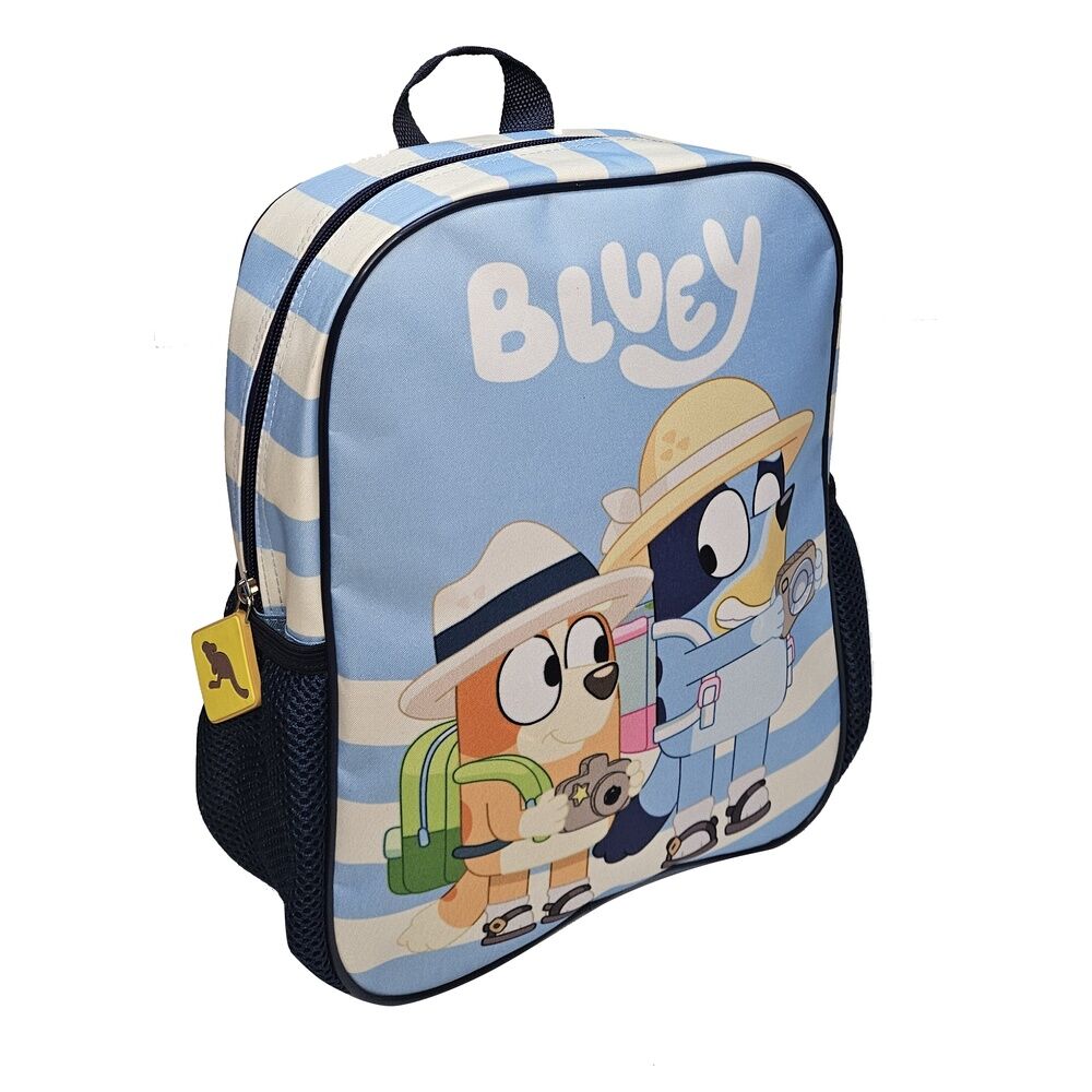 Sac à dos touristique Bluey MANENTI de couleur bleue, dimensions 24x29x9,5 cm, présenté sur fond blanc.
