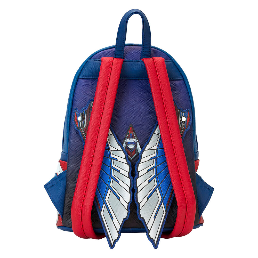 Côté du sac à dos Marvel avec poches latérales pratiques et finitions argentées