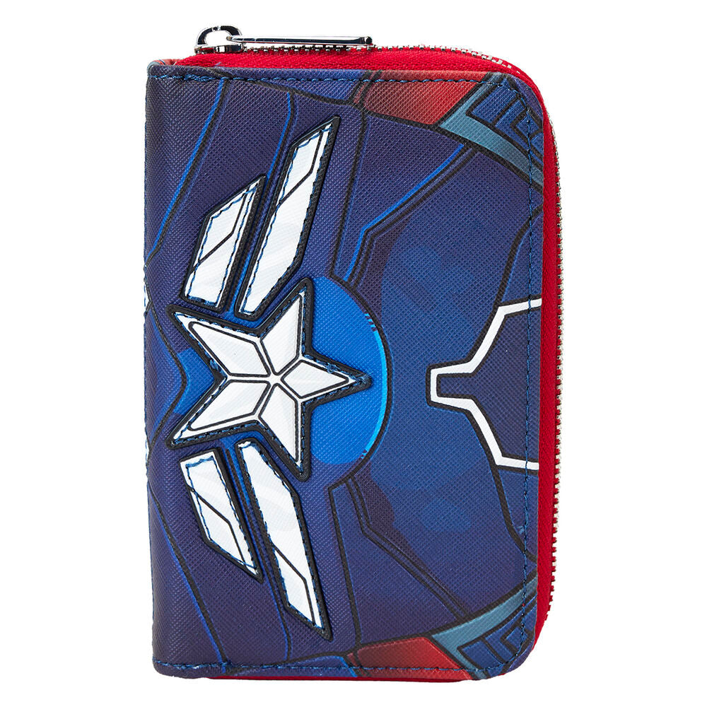 Fenêtre d'identification découpée visible sur le portefeuille Loungefly Marvel