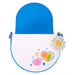 Détails embossés et appliqués sur le cuir vegan du sac à épaule LOUNGEFLY Care Bears Rainbow