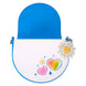 Détails embossés et appliqués sur le cuir vegan du sac à épaule LOUNGEFLY Care Bears Rainbow