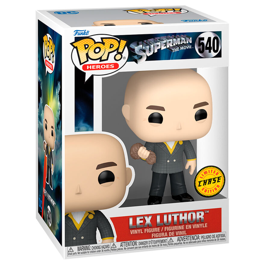 Détail de la figurine Funko POP Lex Luthor 1979 Chase montrant les finitions et couleurs fidèles au personnage DC Comics.