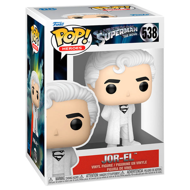 Figurine Funko POP Jor-El du film Superman The Movie 1978, vue de face avec détails vinyle et boîte cadeau