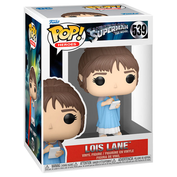 Vue rapprochée de la figurine Funko POP Lois Lane du film Superman 1979, détails précis et packaging original