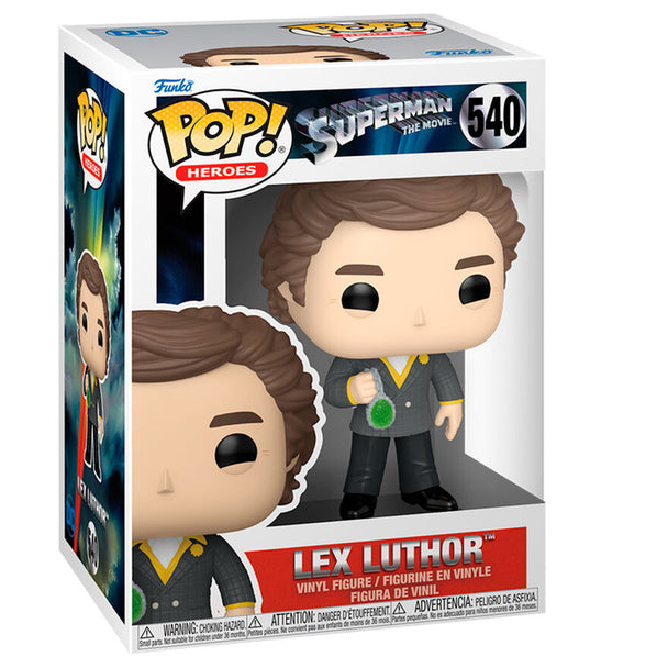 Vue rapprochée de la figurine Funko POP Lex Luthor 1979, détaillant le design fidèle au personnage du film Superman