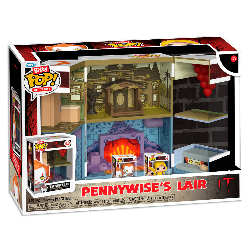 Vue latérale de la figurine FUNKO Bitty POP Boxes Pennywise's Lair montrant la qualité et les dimensions du produit