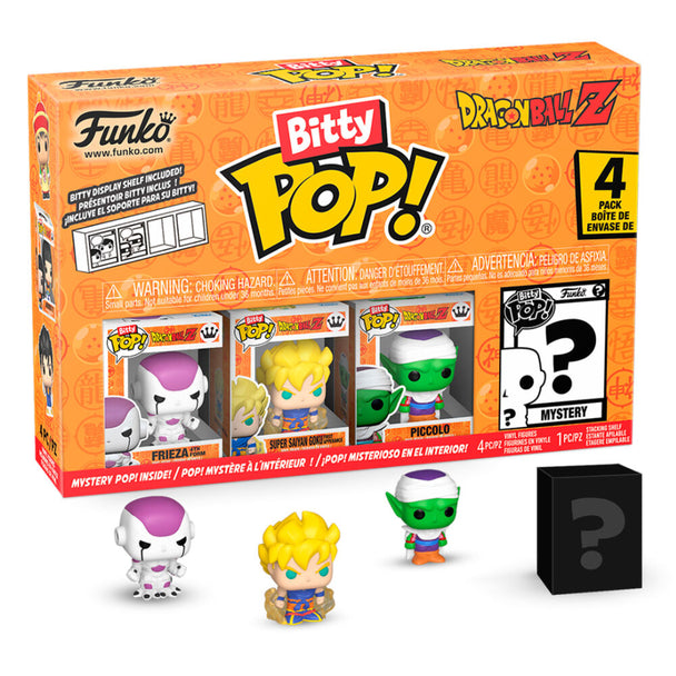 Gros plan sur la figurine Bitty POP Kid Buu de Dragon Ball Z dans son boîtier acrylique avec socle détachable
