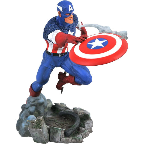 Statue Captain America Marvel Comic Gallery 25cm vue de face avec bouclier détaillé