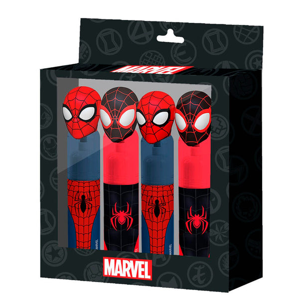 Pack de 4 surligneurs Marvel Spiderman KARACTERMANIA en blister, couleurs vives et design officiel